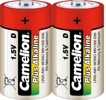 Preview: LR20 / Mono  PLUS ALKALINE 2er Blister von Camelion