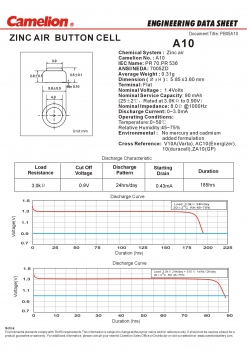Preview: A10 / ZL 10 Hörgeräte Batterien Zink Luft Camelion 6er Blister