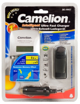 60 Minuten Schnell-Ladegerät inkl. 12V KFZ Adapter Camelion BC-0907