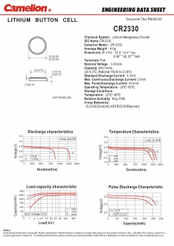 Preview: CR2330 / DL2330/ E-CR 2330 Lithiumzelle 3 Volt von Camelion