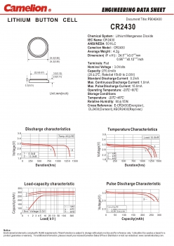 Preview: CR2430 / DL2430/ 5011LC Lithiumzelle 3 Volt von Camelion