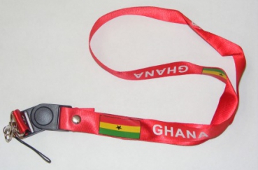 Ghana Schluesselband Rot mit Haken fuer Ihren Ausweis, ID-Cards, Handy oder Schluessel und was Sie wollen von profimaterial