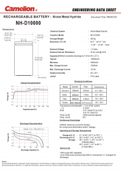 Preview: Camelion 10000 mAh NiMh Mono D R20 2er Blister Akkus