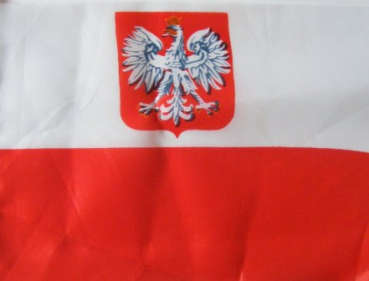Polen mit Adler Fahne Flagge ca. 90 x 150 cm mit  Hohlsaum