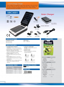 Preview: SOLAR Ladegerätlädt 2 oder 4 x Ni-MH Akkus Mignon AA Camelion BC-3001